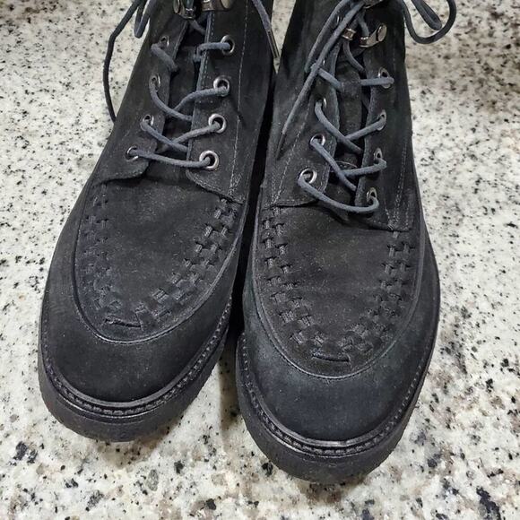 All Saints black suede leather lace up hiking Chukka combat boots men's size 11 - Picture 10 of 16